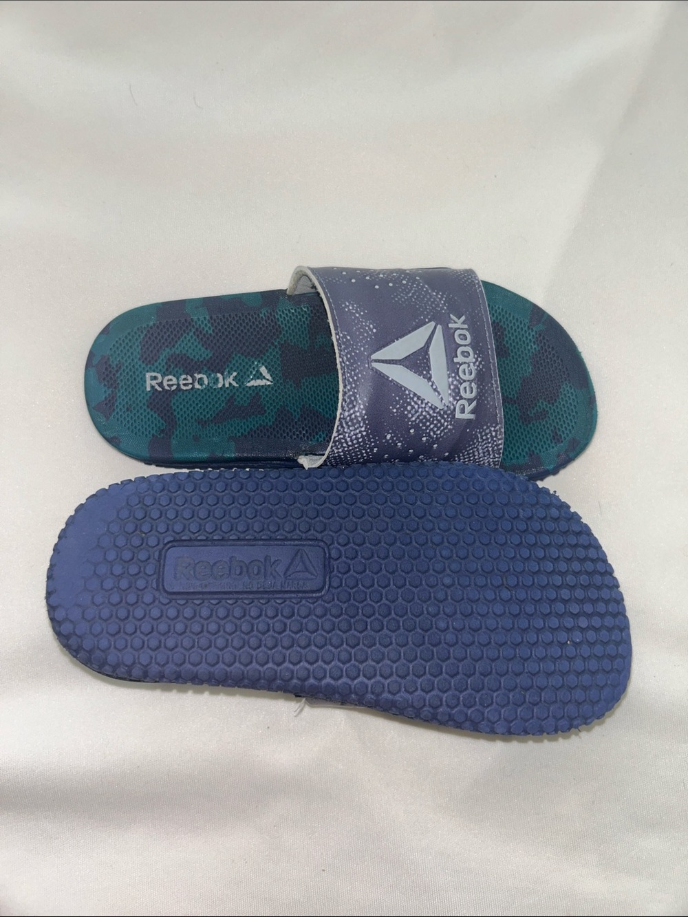 Reebok Kids' Navy and Teal Slide Sandals